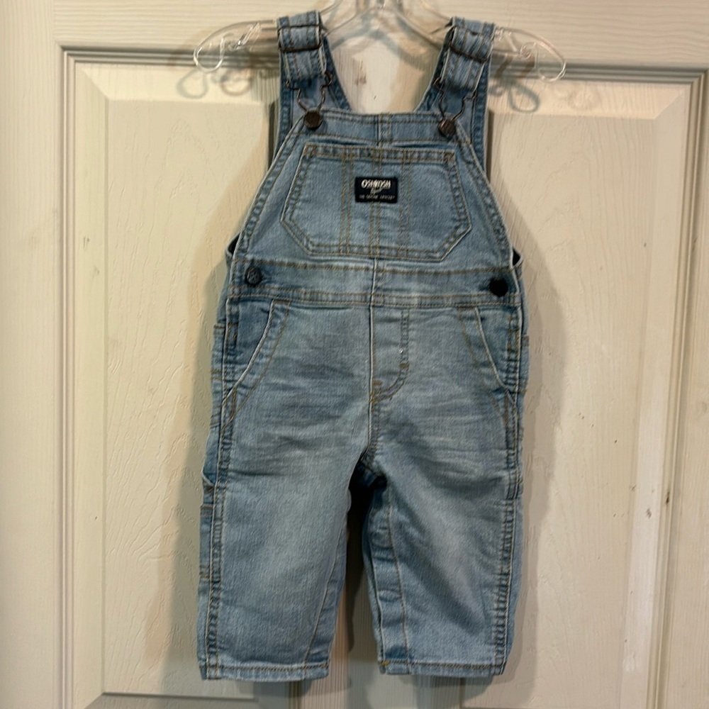 OSHKOSH B'gosh Girls Baggy Bubble Overalls Faded Blue Jeans 6m